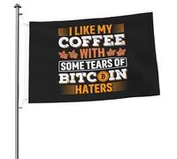 Drapeaux De Jardin I Like My Coffee With Tears Of Haters Résiste Aux Intempéries Treer Drapeau Coupe-Vent Et Étancheune Pelouse Drapeaux Pour Ferme Balcon Fête Jardinage 90X150 Cm