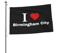Drapeaux De Jardin I Love Birmingham City Décorations Bannière Extérieure Premium Garden Flag Pour Balcon Fête Jardinage Patio 90X150 Cm