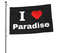 Drapeaux De Jardin I Love Paradise Décorations Garden Flag Toutes Les Saisons Treer Drapeau Pour Balcon Fête Ferme Patio 90X150 Cm