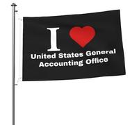 Drapeaux De Jardin I Love United States General Accounting Office Coupe-Vent Et Étancheune Drapeau Extérieur Toutes Les Saisons Treer Drapeau Pour Ferme Jardinage Balcon Fête 90X150 Cm