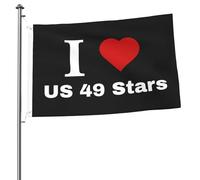 Drapeaux De Jardin I Love Us 49 Stars Résiste Aux Intempéries Pelouse Drapeaux Toutes Les Saisons Drapeau Extérieur Pour Ferme Célébrations Jardinage 90X150 Cm
