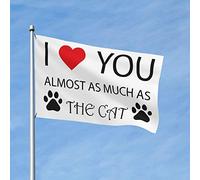 Drapeaux De Jardin I Love You Almost As Much As The Cat Bannière Jardins Résistant Bannières Extérieure Imperméabiliser Drapeaus Décoratif Pour Fête Défilé Balcon 90X152CM