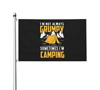Drapeaux De Jardin I M Not Always Grumpy Sometimes I M Camping Drapeau Fierté Couleurs Vives Bannière Jardins Résistant Bannières Extérieure Pour Fête Balcon Défilé 90X152CM