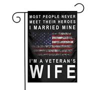 Drapeaux De Jardin I Married My Hero Proud Veterans Wife Toutes Les Saisons Bannière Extérieure Résiste Aux Intempéries Drapeau Extérieur Pour Patio Jardinage M