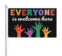 Drapeaux De Jardin Ici, Tout Le Monde Est Le Bienvenu. Bienveillance, Diversité, Équité Et Inclusion Bannière Jardins Résistant Drapeau Fierté Durable Drapeaus Décoratif Pour Fête 90X150CM