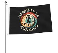 Drapeaux De Jardin I'D Rather Be Running Décorations Garden Flag Coupe-Vent Et Étancheune Pelouse Drapeaux Pour Célébrations Jardinage Ferme 90X150 Cm
