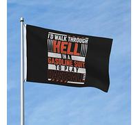 Drapeaux De Jardin I'D Walk Through Hell In A Gasoline Suit To Play Baseball Bannière Jardins Couleurs Vives Bannières Extérieure Imperméabiliser Drapeaus Décoratif Pour Balcon Défilé 90X152CM