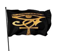 Drapeaux De Jardin Œil D'Horus Égyptien En Or Ankh Égypte Drapeau Paysage 2 Œillets Métalliques Lavable Bannière À Œillets, Pour Balcon, Les Défilés, Les Bureaux, 90X150Cm