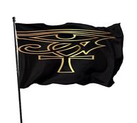 Drapeaux De Jardin Œil D'Horus Égyptien En Or Ankh Égypte Grand Drapeau 2 Œillets Métalliques Renforcé Avec Bannière À Œillets, Pour Les Bureaux, Les Défilés, Balcon, 90X150Cm