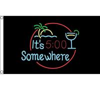 Drapeaux De Jardin Il Est 17 Heures Quelque Part, Il Est Noir, Il Est Cinq Heures Drapeau Extérieur Bannière Extérieure Résiste Aux Intempéries Pour Célébrations Balcon Fête 90X150 Cm