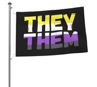 Drapeaux De Jardin Ils/Elles - Fierté Non Binaire Bannière Jardins Résistant Bannières Extérieure Couleurs Vives Drapeaus Décoratif Pour Défilé Fête Balcon 90X152Cm