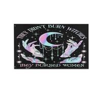 Drapeaux De Jardin Ils N'Ont Pas Brûlé Les Sorcières Les Femmes Brûlées Féminisme Féministe Pelouse Drapeaux Coupe-Vent Et Étancheune Treer Drapeau Pour Patio Célébrations Balcon Fête 90X150 Cm