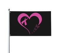 Drapeaux De Jardin I'M A Survivor Heart Pink Ribbon Breast Awareness Black Drapeaus Décoratif Couleurs Vives Bannière Jardins Durable Bannières Extérieure Pour Fête Festivals Défilé 90X152CM