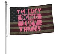 Drapeaux De Jardin I'M Lucy Doing Lucy Things Coupe-Vent Et Étancheune Drapeau Extérieur Résiste Aux Intempéries Treer Drapeau Pour Célébrations Ferme Jardinage 90X150 Cm