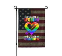 Drapeaux De Jardin I'M Not Lesbian But My Girlfriend Is Résiste Aux Intempéries Treer Drapeau Toutes Les Saisons Garden Flag Pour Jardinage Ferme S