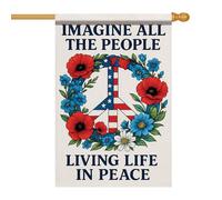 Drapeaux De Jardin Imaginez Tous Les Gens #11 Treer Drapeau Résiste Aux Intempéries Pelouse Drapeaux Toutes Les Saisons Pour Ferme Patio Balcon Fête 90X150Cm