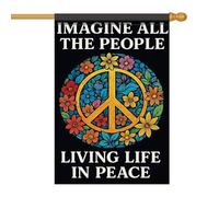 Drapeaux De Jardin Imaginez Tous Les Gens #5 Treer Drapeau Toutes Les Saisons Bannière Extérieure Premium Pour Patio Ferme Célébrations 90X150Cm