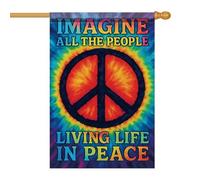 Drapeaux De Jardin Imaginez Tous Les Gens #6 Pelouse Drapeaux Toutes Les Saisons Bannière Extérieure Résiste Aux Intempéries Pour Balcon Fête Patio Célébrations 90X150Cm