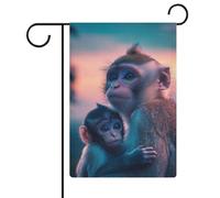 Drapeaux de jardin imperméables double face pour l'extérieur avec singe et maman pour fête, festival, décoration de la maison, 12,6 pouces × 18,5 pouces
