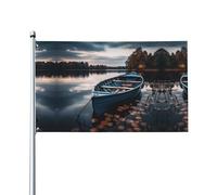 Drapeaux De Jardin Impression De Bateau Au Crépuscule Drapeau Paysage Couleurs Vives 2 Œillets Métalliques Bannière, Pour D'Intérieur, Les Bureaux, Les Défilés, 90X150Cm