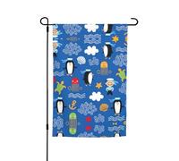 Drapeaux de jardin imprimés pingouin tortue 30,5 x 45,7 cm double face, décoration saisonnière pour la maison, l'extérieur, les vacances, toutes les saisons