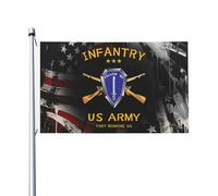 Drapeaux De Jardin Infanterie De L'Armée Américaine À Fort Benning Bannière Extérieure Résiste Aux Intempéries Pelouse Drapeaux Pour Patio Jardinage Ferme 90X150 Cm