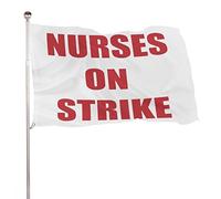 Drapeaux De Jardin Infirmières En Grève Bannière Jardins Durable Bannières Extérieure Résistant Drapeaus Décoratif Pour Balcon Célébrations Défilé 90X152CM