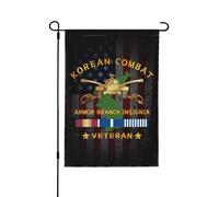 Drapeaux De Jardin Insigne De La Branche Blindée Des Vétérans Du Combat Coréen Bannière Jardins Imperméabiliser Bannières Extérieure Résistant Drapeaus Décoratif Pour Balcon Défilé Fête 30X45CM
