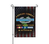 Drapeaux De Jardin Insigne D'Infanterie De Combat Des Vétérans Du Combat Coréen Bannière Jardins Durable Bannières Extérieure Résistant Drapeaus Décoratif Pour Festivals Défilé Balcon 30X45CM