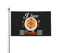 Drapeaux De Jardin J'Adore La Paella, La Paella Espagnole Drapeau Fierté Imperméabiliser Drapeaus Décoratif Decoration Bannières Extérieure Pour Fête Balcon Festivals 90X152CM