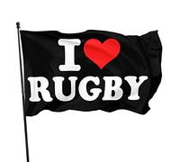 Drapeaux De Jardin J'Adore Le Rugby Drapeau Fierté Imperméabiliser Drapeaus Décoratif Couleurs Vives Bannières Extérieure Pour Défilé Festivals Balcon 90X152Cm