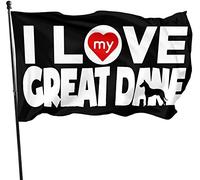 Drapeaux De Jardin J'Adore Mon Dogue Allemand Bannières Extérieure Decoration Bannière Jardins Durable Drapeaus Décoratif Pour Festivals Défilé Fête 90X152CM