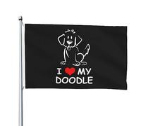 Drapeaux De Jardin J'Adore Mon Goldendoodle Drapeau De Bienvenue 2 Œillets Métalliques Couleurs Resistant Exterieur Bannière À Œillets, Pour Les Bureaux, Les Défilés, Balcon, 90x150cm
