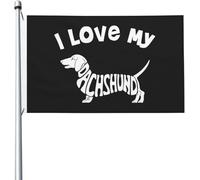 Drapeaux De Jardin J'Adore Mon Teckel Bannière De Drapeaux Couleurs Resistant Exterieur 2 Œillets Métalliques Bannière, Pour Les Défilés, Jardin, Balcon, 90x150cm