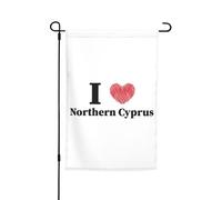 Drapeaux De Jardin J'Aime Chypre Du Nord Drapeau Fierté Imperméabiliser Bannière Jardins Couleurs Vives Drapeaus Décoratif Pour Balcon Défilé Fête 30X45CM