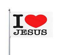 Drapeaux De Jardin J'Aime Jésus Christianisme Christ Drapeau Fierté Decoration Drapeaus Décoratif Résistant Bannières Extérieure Pour Balcon Célébrations Défilé 90X152CM