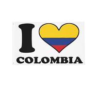 Drapeaux De Jardin J'Aime La Colombie Flag Colombien En Forme De Cœur Bannière De Drapeaux Traditionnel 2 Œillets Métalliques Bannière À Œillets, Pour Les Défilés, Les Bureaux, Balcon, 90x150cm