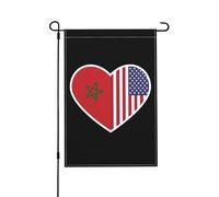 Drapeaux De Jardin J'Aime L'Amérique Et Le Maroc Bannière Jardins Durable Drapeaus Décoratif Imperméabiliser Bannières Extérieure Pour Défilé Fête Balcon 30X45CM
