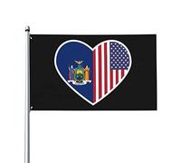 Drapeaux De Jardin J'Aime L'Amérique Et New York Bannières Extérieure Décoratif Drapeaux Décoratifs D'Extérieur Pour Décoration Défilé Jardins 90X150 CM