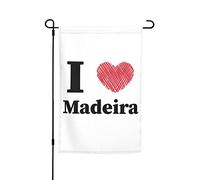 Drapeaux De Jardin J'Aime Madère Drapeau Fierté Durable Bannière Jardins Résistant Drapeaus Décoratif Pour Défilé Fête Festivals 30X45CM