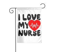 Drapeaux De Jardin J'Aime Mon Infirmière Résiste Aux Intempéries Garden Flag Coupe-Vent Et Étancheune Pelouse Drapeaux Pour Célébrations Balcon Fête 30X45Cm
