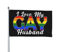 Drapeaux De Jardin J'Aime Mon Mari Gay Bannières Extérieure Durable Drapeau Fierté Résistant Drapeaus Décoratif Pour Fête Balcon Défilé 90X150Cm