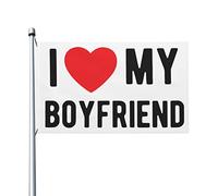 Drapeaux De Jardin J'Aime Mon Petit Ami Blanc Drapeau Fierté Imperméabiliser Bannières Extérieure Decoration Bannière Jardins Pour Festivals Défilé Célébrations 90X152CM