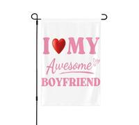 Drapeaux De Jardin J'Aime Mon Super Petit Ami Décoratif Drapeaux Imprimé Lavable Bannière, Pour Les Bureaux, Jardin, Les Défilés, 30x45cm