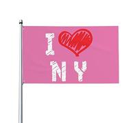 Drapeaux De Jardin J'Aime New York Bannière Jardins Durable Bannières Extérieure Résistant Drapeaus Décoratif Pour Balcon Fête Défilé 90X152CM