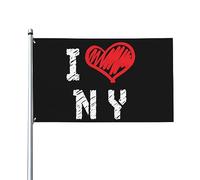 Drapeaux De Jardin J'Aime New York Drapeau Fierté Couleurs Vives Bannière Jardins Résistant Drapeaus Décoratif Pour Balcon Défilé Fête 90X152CM