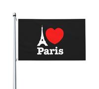 Drapeaux De Jardin J'Aime Paris Drapeau Paysage Personnalisés 2 Œillets Métalliques Bannière À Œillets, Pour Les Bureaux, Les Défilés, Balcon, 90x150cm