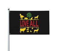 Drapeaux De Jardin J'Aime Tous Les Végétaliens Et Végétariens Bannière De Drapeaux Lavable Couleurs Resistant Exterieur Bannière À Œillets, Pour Jardin, D'Intérieur, Balcon, 90X150Cm