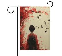 Drapeaux de jardin japonais Geisha pour la décoration extérieure de Noël, d'hiver, de jardin, de cour ou de maison, 47 cm x 32 cm