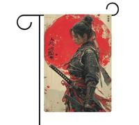 Drapeaux de jardin japonais Geisha Samurai pour la décoration extérieure de Noël, d'hiver, de jardin, de cour ou de maison, 47 cm x 32 cm